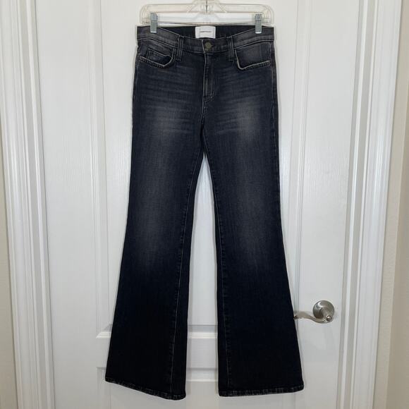 Current/Elliott Wide Leg Jeans The Wray Torpedo Washed Black with Stretch 27 - Picture 2 of 6
